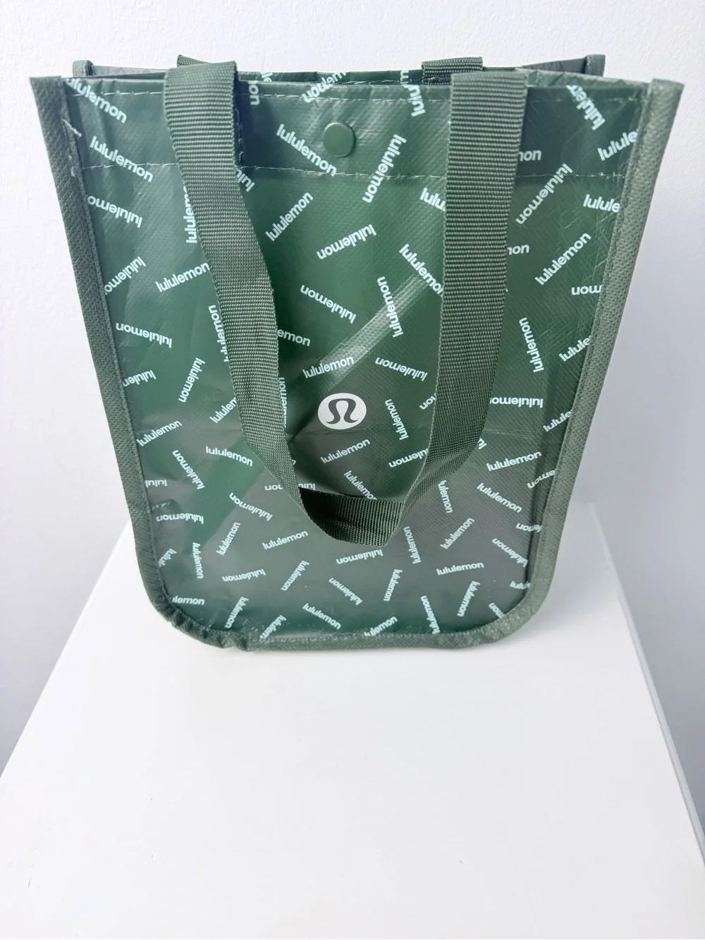 Lululemon Reusable Tote Bag Green Logo Shopping Gym Lunch Travel Bag